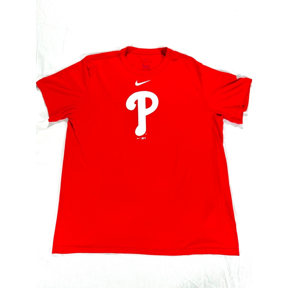 Nike Philadelphia Phillies P Logo Performance T-Shirt Red Mens XL N922-62Q